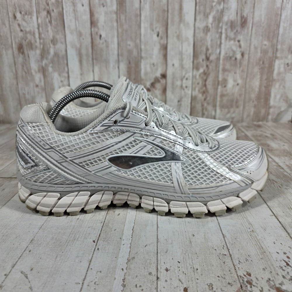 Brooks Adrenaline GTS 15 Womens 11 Running Shoes Silver White 1201741B169